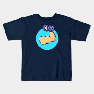 Hand Lifting Dumbbell Cartoon Vector Icon Illustration (2) Kids T-Shirt